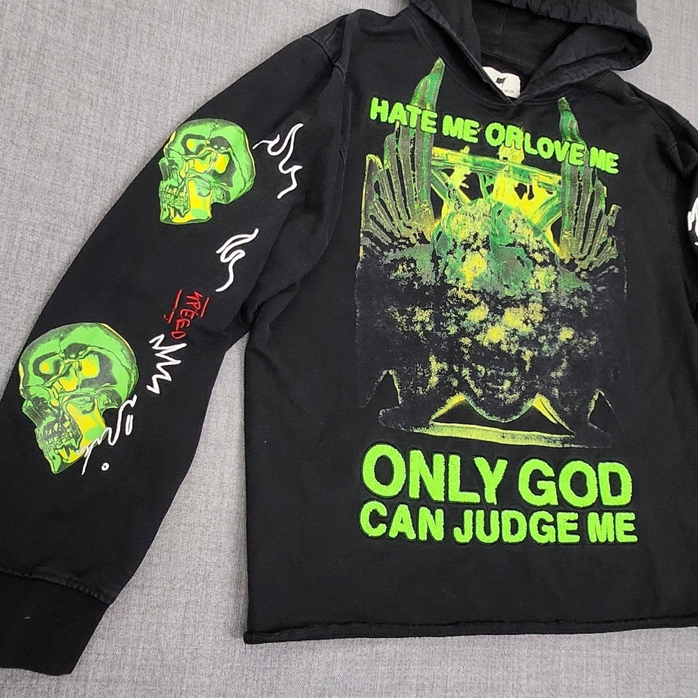 Maison Noir Judgement Graphic Skull Design Embroidered Black Hoodie. Medium - Picture 3 of 9